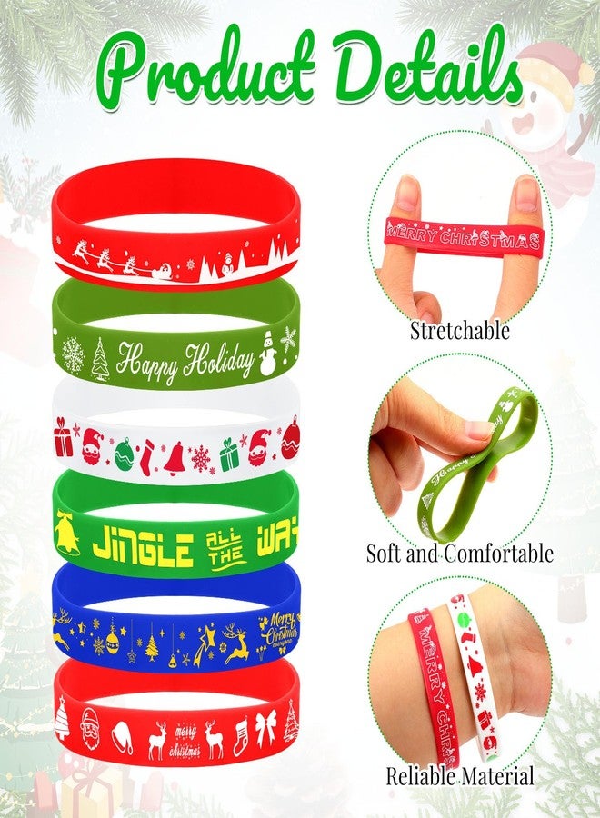 VICROIC 30 PCS Christmas Silicone Bracelets, Rubber Wristbands Bulk for Christmas Party Favors, Party Prizes, Goodie Bag Filler, Stocking Stuffers Decorations Gifts Supplies - Image 3